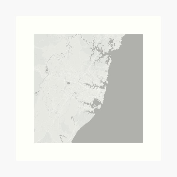 Item preview, Sidney minimalistic map monochrome light gray designed and sold by softlycarol.