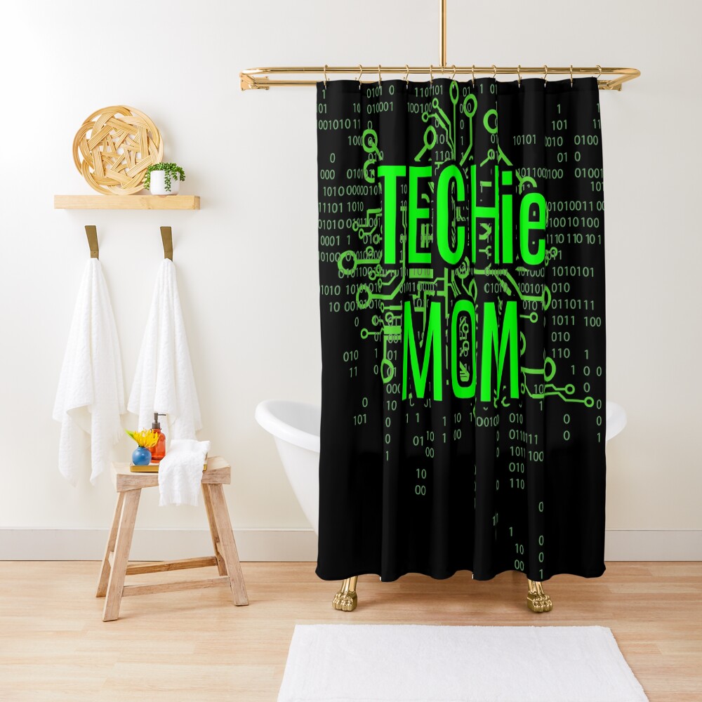TECHie MOM Digital Green circuit Shower Curtain