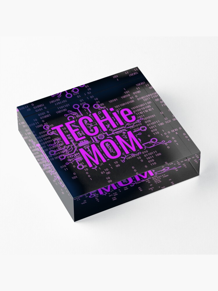 Alternate view of TECHie MOM Cyber Purple circuit Acrylic Block