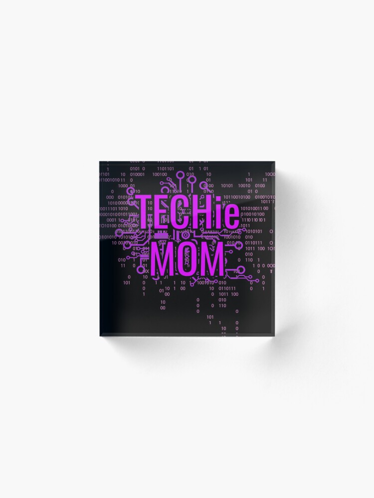 Alternate view of TECHie MOM Cyber Purple circuit Acrylic Block