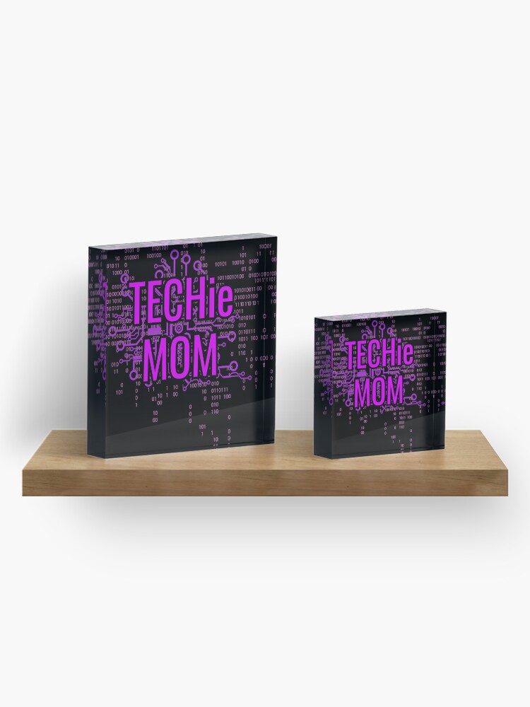 Alternate view of TECHie MOM Cyber Purple circuit Acrylic Block