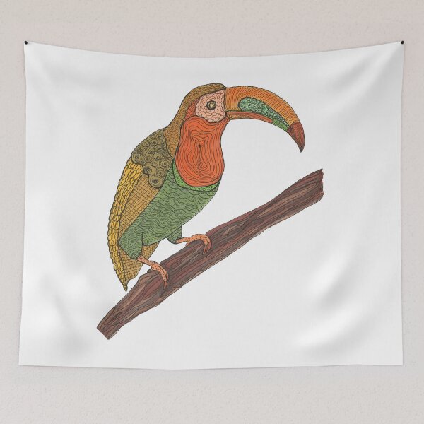 Item preview, Animal, bird, tucan, orange, green, brown, drawing, copic, BebiCervin designed and sold by BebiCervin.