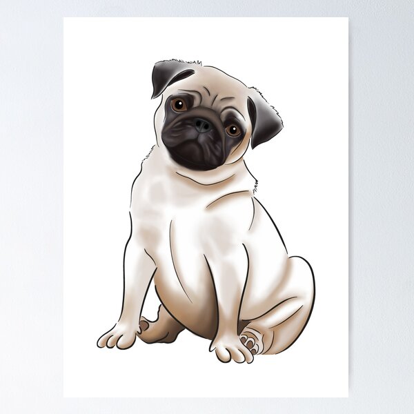 Item preview, Cute Tan and Black Pug Drawing | For Pug Owners | For Dog Lovers designed and sold by ElysianCreation.