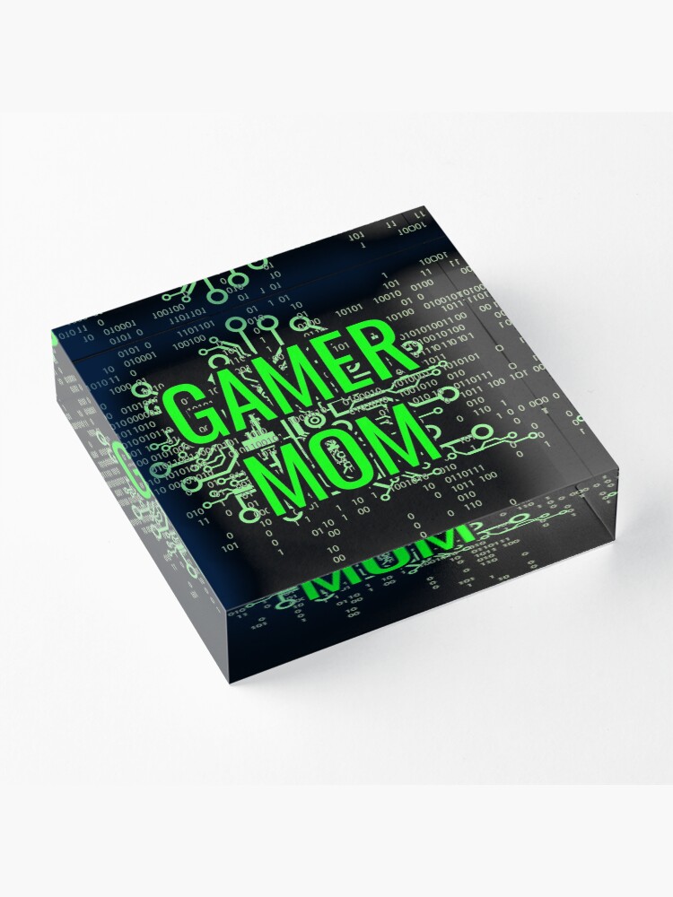Alternate view of GAMER MOM Digital Green circuit Acrylic Block