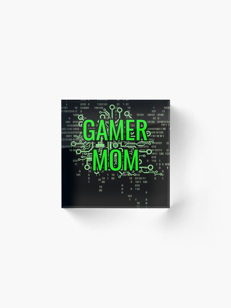 Alternate view of GAMER MOM Digital Green circuit Acrylic Block