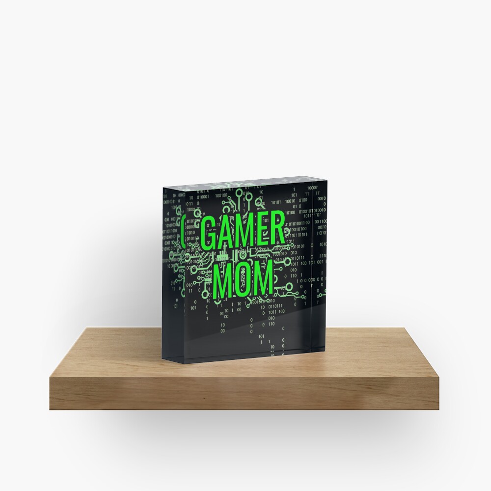GAMER MOM Digital Green circuit Acrylic Block
