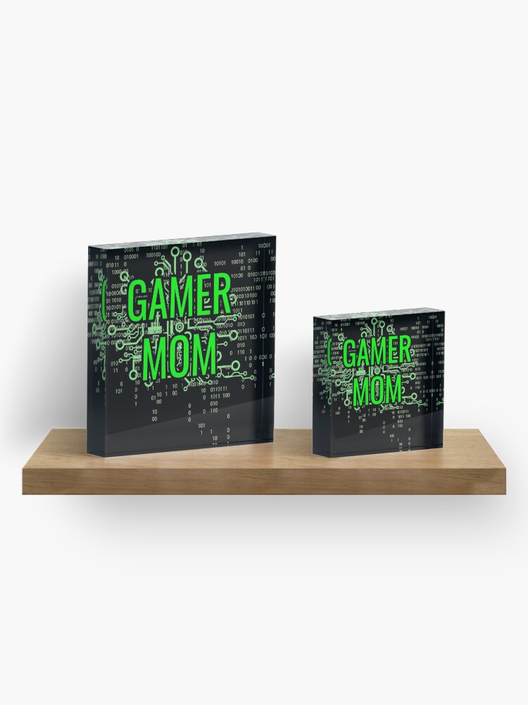 Alternate view of GAMER MOM Digital Green circuit Acrylic Block