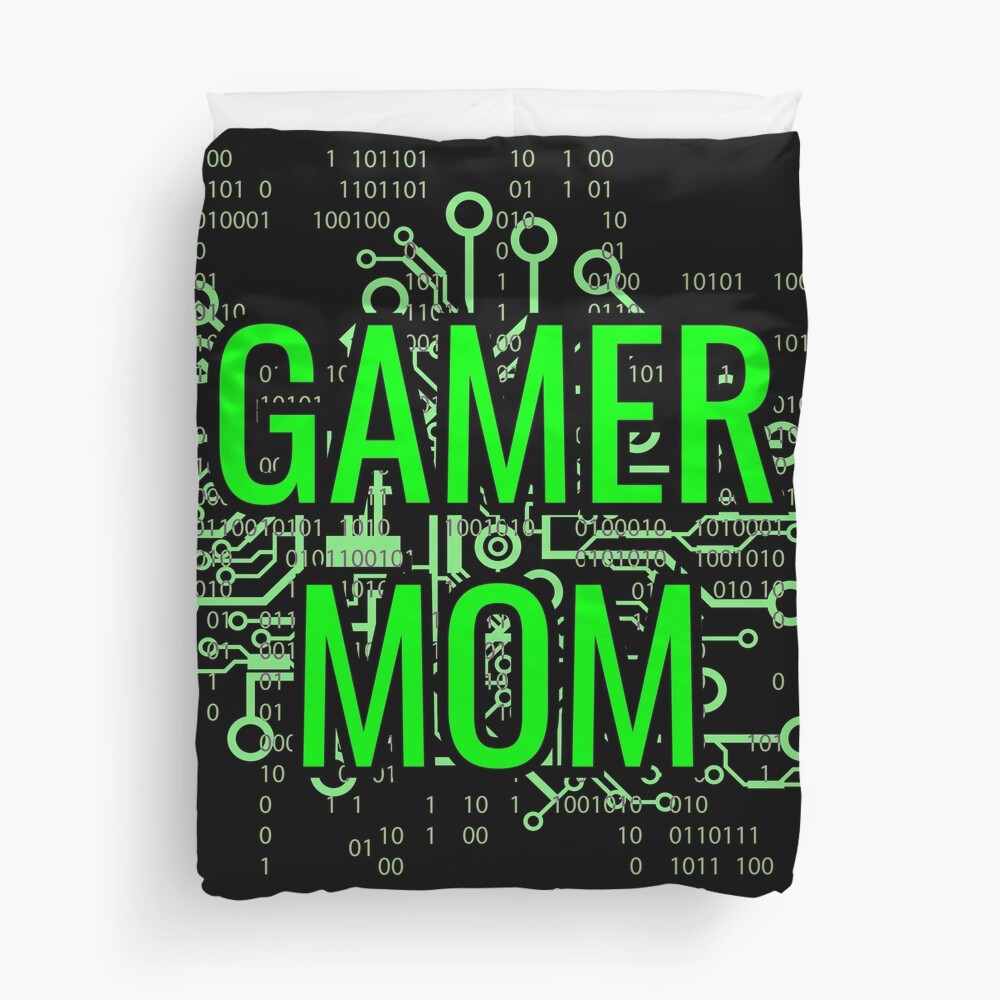 GAMER MOM Digital Green circuit Duvet Cover