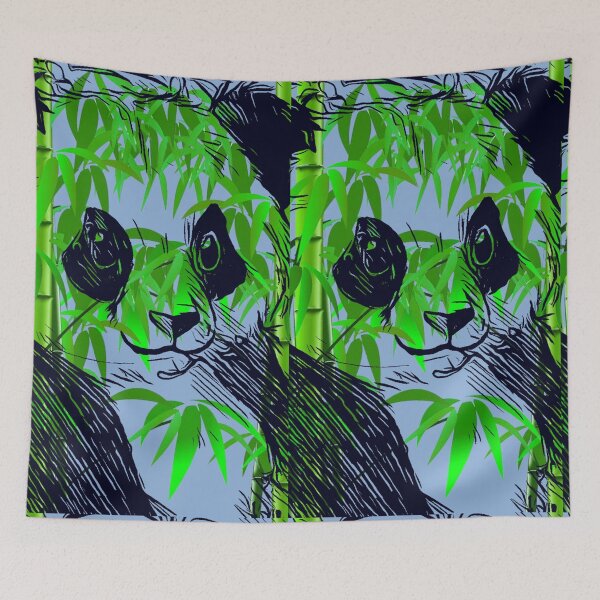 Item preview, Chinese panda bamboo blue designed and sold by AJSkinnerPrints.