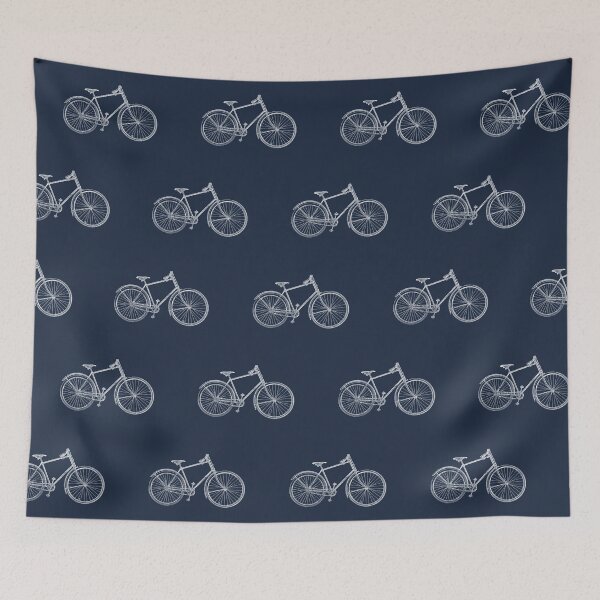 Item preview, vintage bike pattern dark academia in navy and cream  designed and sold by neopop.