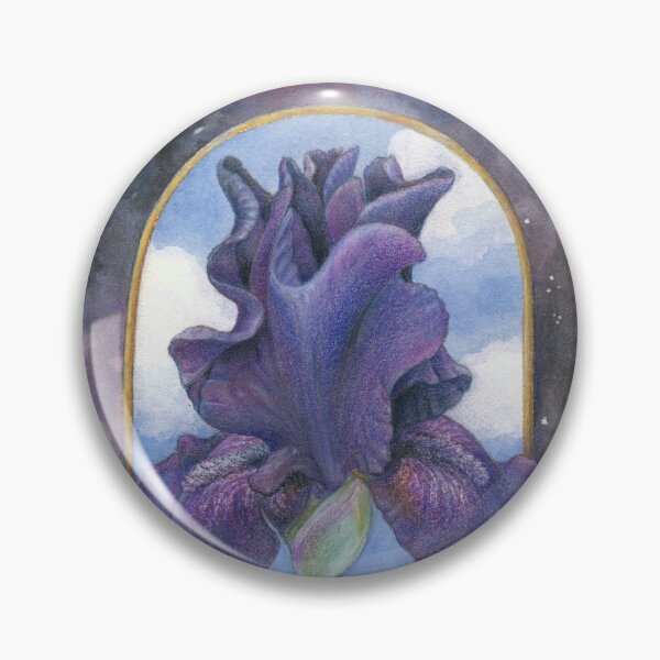 Item preview, Dark Purple Iris under a Blue Sky with a Galaxy Border, Day & Night - "Midnight Iris" designed and sold by Carye VanDerPol Mahoney.