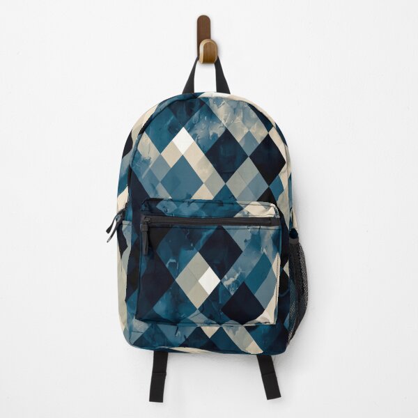 Item preview, geometric square pixel pattern abstract background in blue black and white designed and sold by Mrvell.