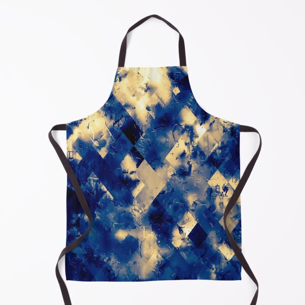 Item preview, geometric square pixel pattern abstract background in blue yellow designed and sold by Mrvell.