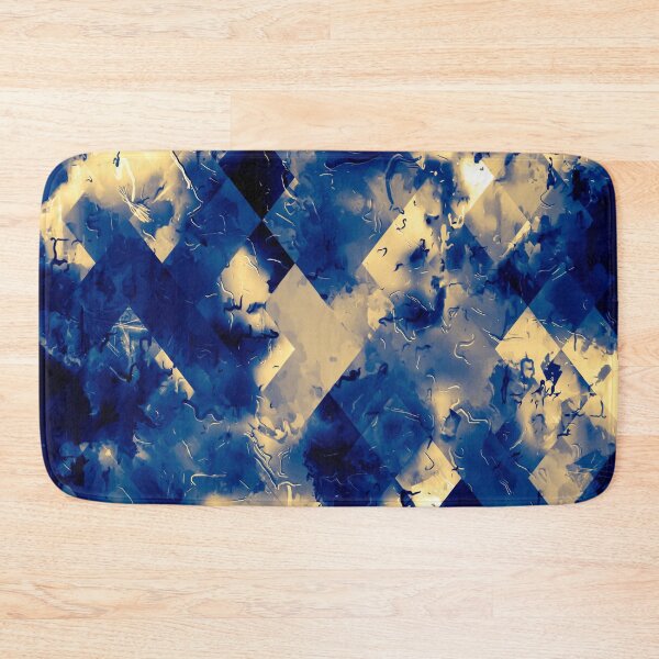 Item preview, geometric square pixel pattern abstract background in blue yellow designed and sold by Mrvell.