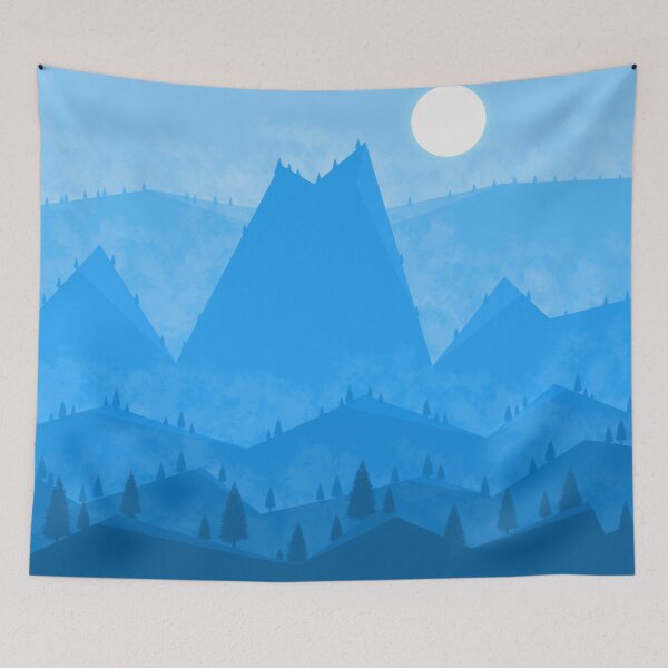 Item preview, Blue Geometric Mountainous Landscape designed and sold by GiftWorks.