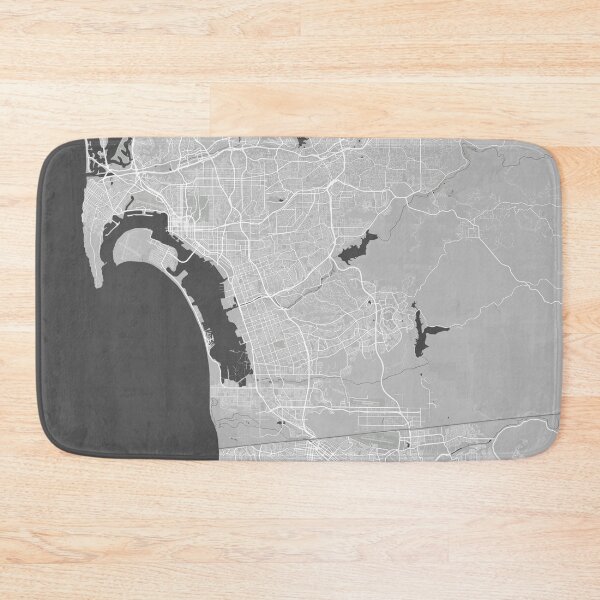 Item preview, San Diego minimalistic map monochrome gray designed and sold by softlycarol.