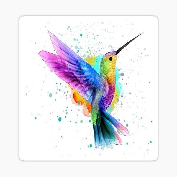 Hummingbird in Watercolor DreamscapesbyTeresa Sticker