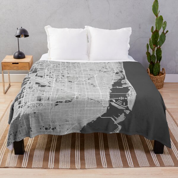 Item preview, Miami minimalistic map monochrome gray designed and sold by softlycarol.
