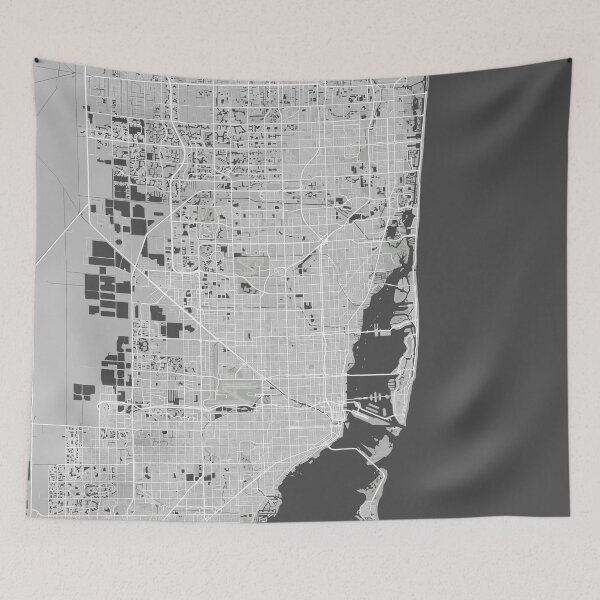 Item preview, Miami minimalistic map monochrome gray designed and sold by softlycarol.
