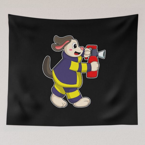 Item preview, Dog as Firefighter with Fire extinguisher designed and sold by Snabdesign84.