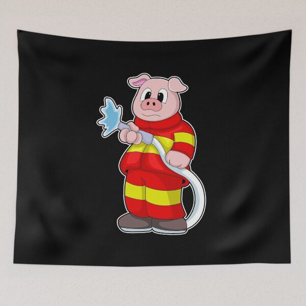 Item preview, Pig as Firefighter with Hose designed and sold by Snabdesign84.