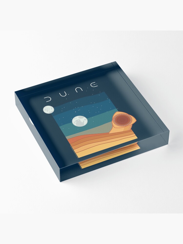 Alternate view of Dune Sandworm and Moons, dark backgrounds (Dune 2020) Acrylic Block
