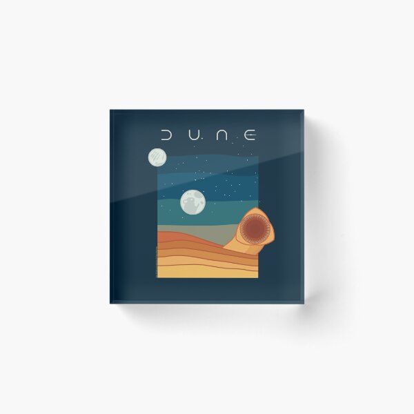Dune Sandworm and Moons, dark backgrounds (Dune 2020) Acrylic Block