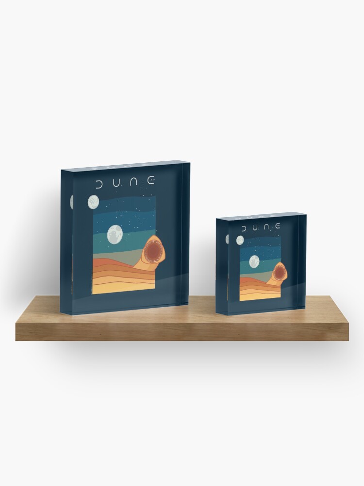 Alternate view of Dune Sandworm and Moons, dark backgrounds (Dune 2020) Acrylic Block
