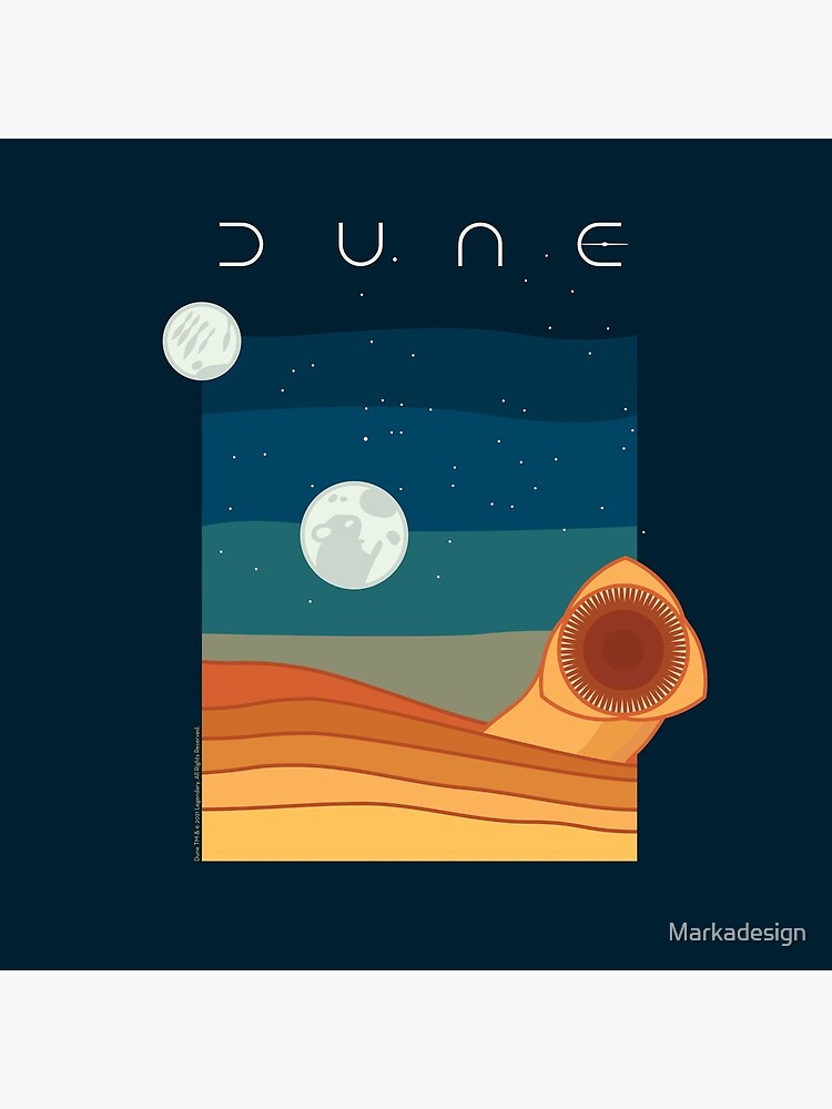Dune Sandworm and Moons, dark backgrounds (Dune 2020) by Markadesign