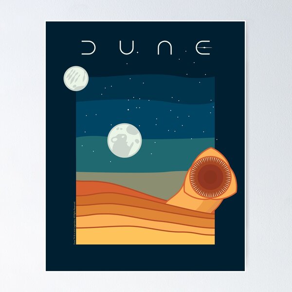 Item preview, Dune Sandworm and Moons, dark backgrounds (Dune 2020) designed and sold by Markadesign.