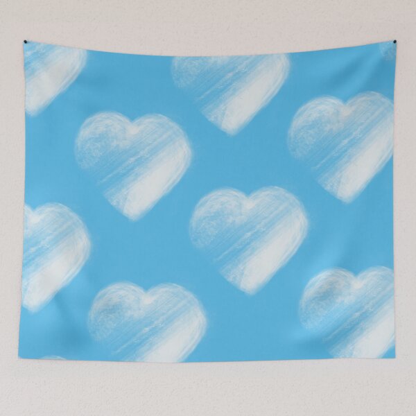 Item preview, Baby Blue Sky with Sketched White Heart Cloud Pattern  designed and sold by PrettyLittlePic.