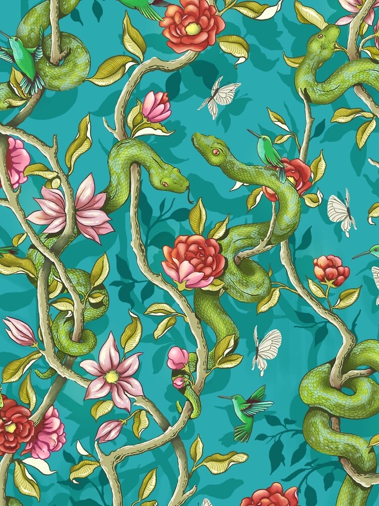 Thumbnail 4 of 4, A-Line Dress, Morning Song - turquoise designed and sold by celandinestern.