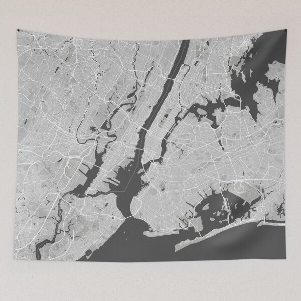 Item preview, New York minimalistic map monochrome gray designed and sold by softlycarol.