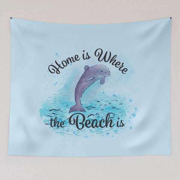 Item preview, Home is Where the Beach is - Cute Dolphin designed and sold by DebbisPalette.