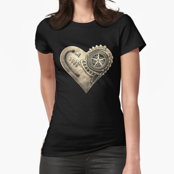 Steampunk Vintage Clockwork Heart Steampunk T-Shirts Fitted T-Shirt