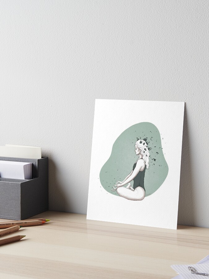 Pink Yoga Girl Asana - Good Vibes Spiritual Meditation Namaste -  Illustration by MadliArt | Art Board Print