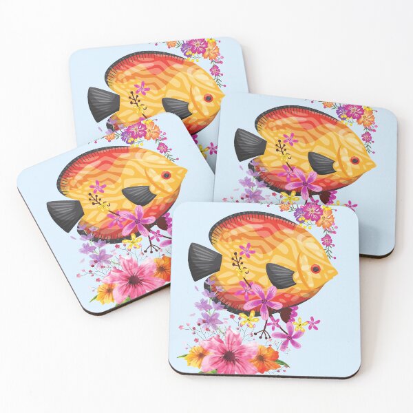 Item preview, Tropical Discus Fish With Colorful Flowers Design designed and sold by EarthArtDesigns.