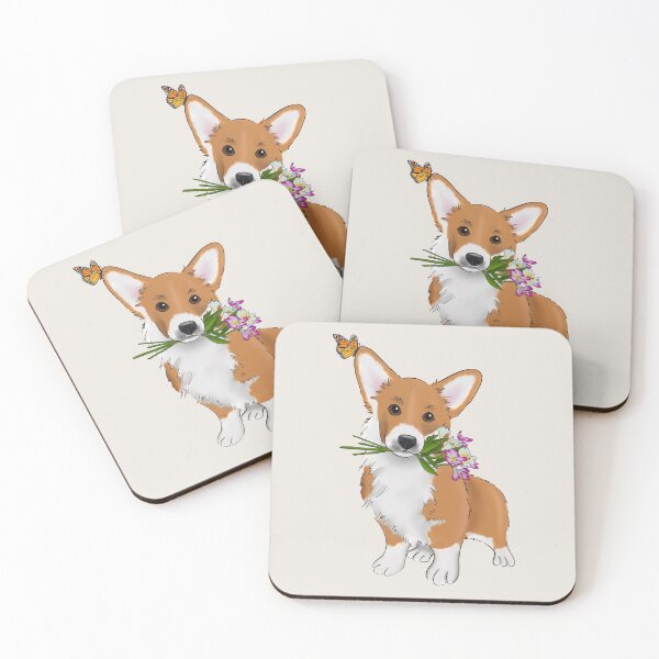 Item preview, Cute Orange and White Corgi With Spring Flowers Drawing | For Corgi Owners | For Dog Lovers designed and sold by ElysianCreation.