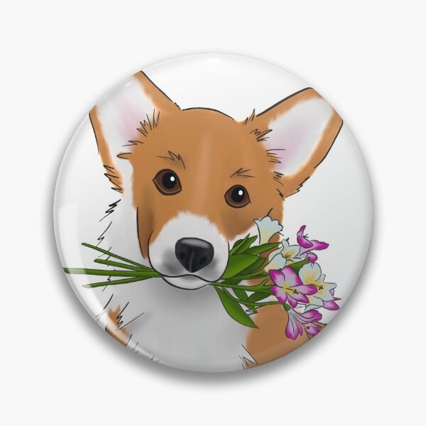 Item preview, Cute Orange and White Corgi With Spring Flowers Drawing | For Corgi Owners | For Dog Lovers designed and sold by ElysianCreation.