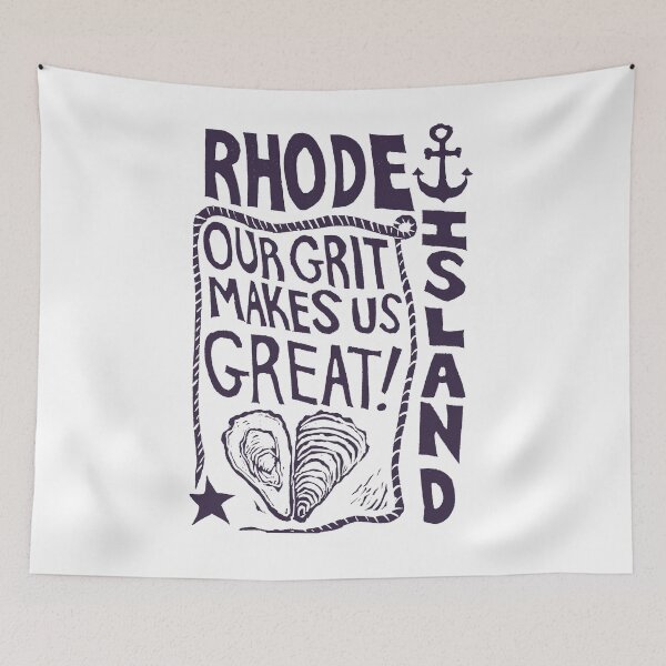 Item preview, Rhode Island - Our Grit Makes Us Great (plum) - original linocut design and print designed and sold by PixelPalmer.