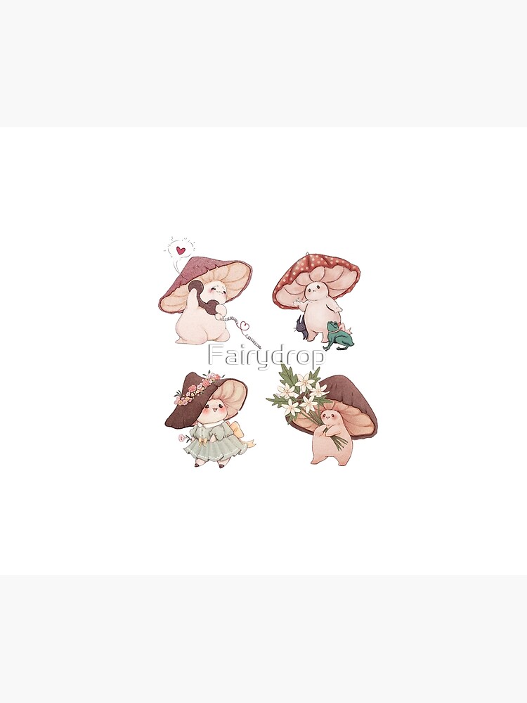 Four Vibrant Mushrooms Friends by Fairydrop