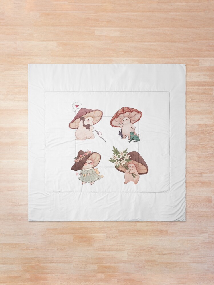 Alternate view of Four Vibrant Mushrooms Friends Comforter