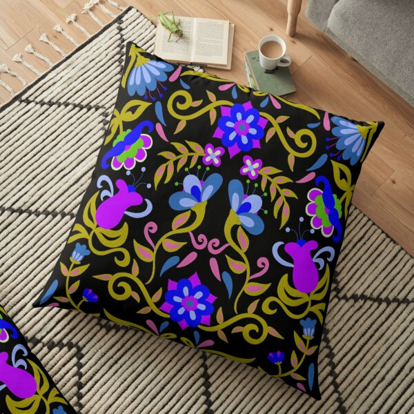 Mexican Flowers Floor Pillow