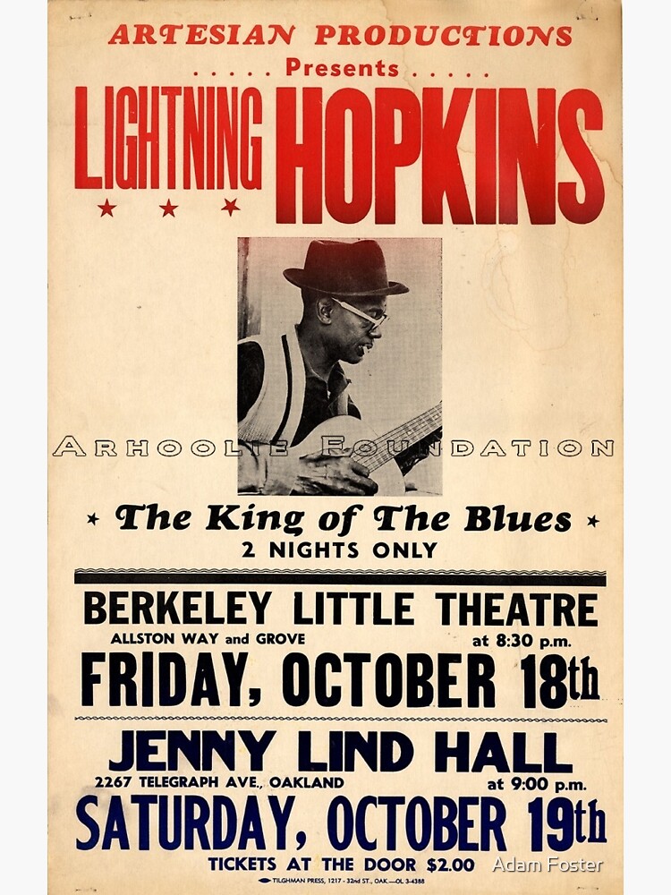 "Lightnin’ Hopkins Live Concert Poster " Sticker by twilightnotes