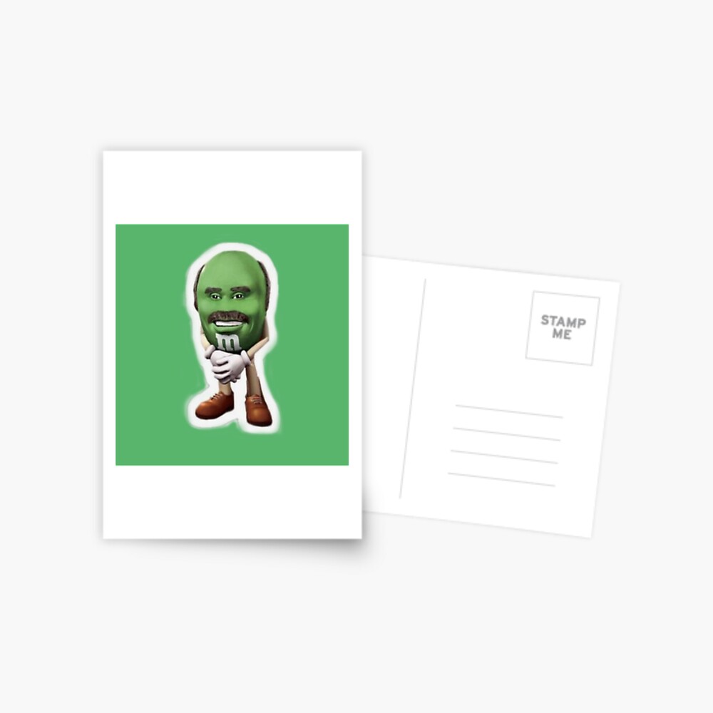 Green M&M character Postcard for Sale by Trasarual