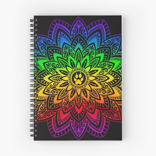 Item preview, Black Rainbow Paw Print Mandala designed and sold by Mandalalove.