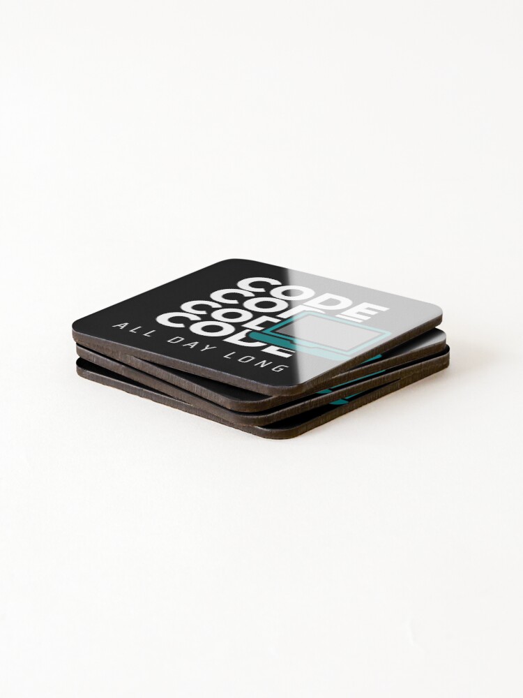 Thumbnail 4 of 5, Coasters (Set of 4), Code Code Code all day long designed and sold by luisraultg.