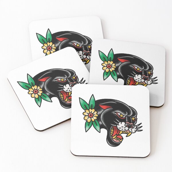 Item preview,  Panther & Flower, Traditional American Tattoo designed and sold by Rebel Digital Dog.