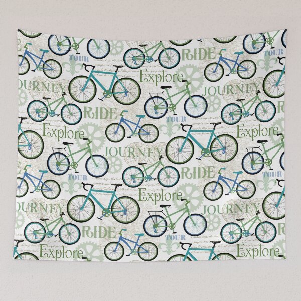Item preview, Bicycle Journey Blue on White designed and sold by Barbara Pixton.