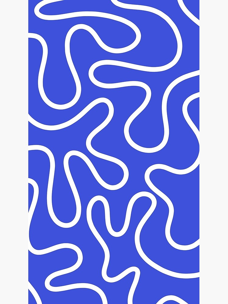 Squiggle Maze Abstract Pattern in Electric Blue and White